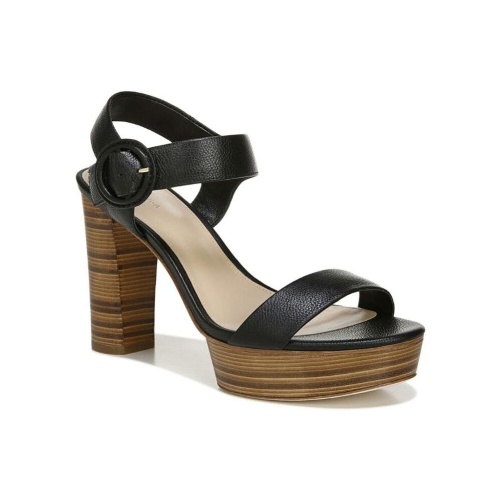 VIA SPIGA Womens Black 1-1/2" Platform Ira Toe Platform Leather Sandals 10 M